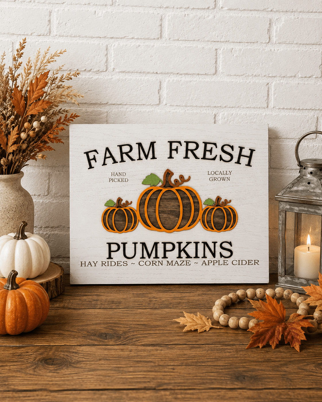 Farm Fresh Pumpkins Wooden Sign - Rustic Aura