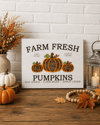Farm Fresh Pumpkins Wooden Sign - Rustic Aura