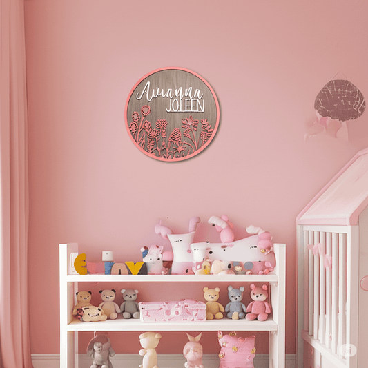 Name Round Hanger - Rustic Aura