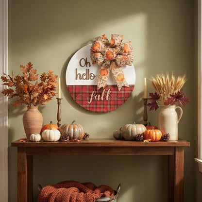 Hello Fall Round Door Hanger - Rustic Aura