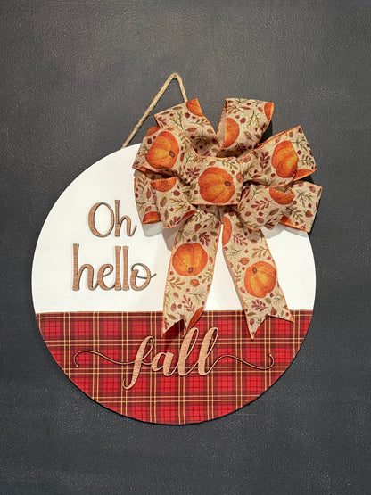 Hello Fall Round Door Hanger - Rustic Aura