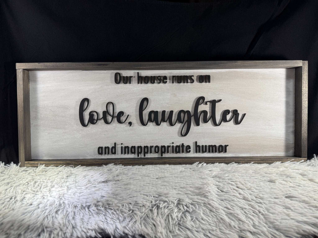 'Our home runs on...' Sign - Rustic Aura