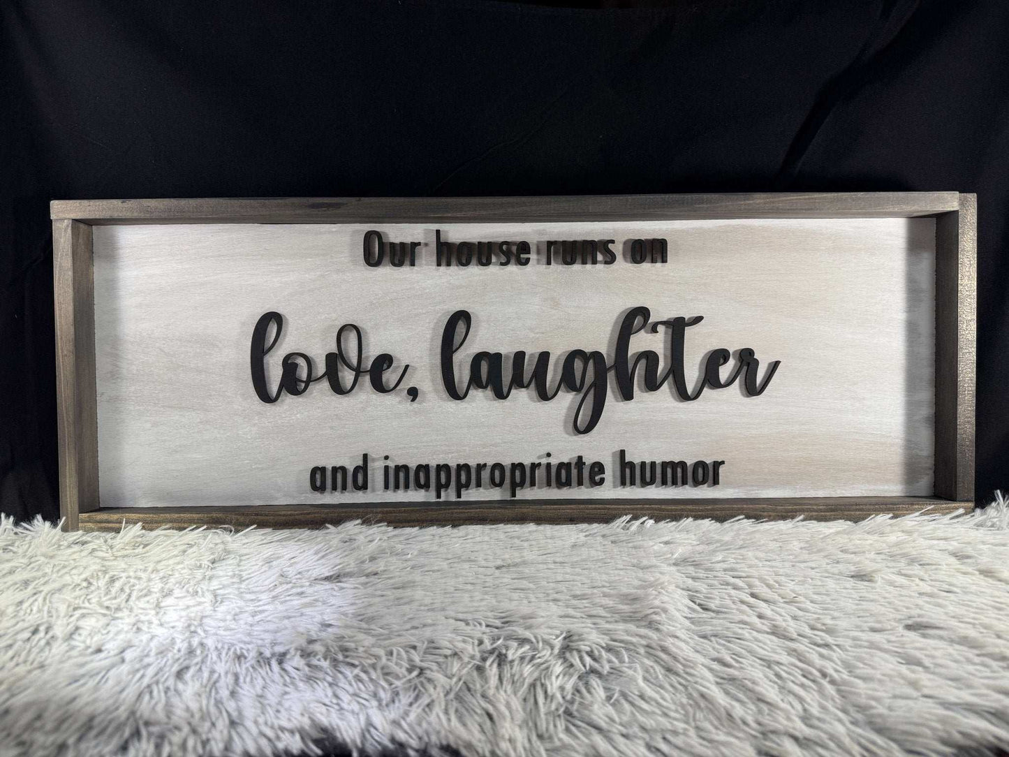 'Our home runs on...' Sign - Rustic Aura