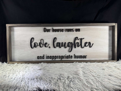 'Our home runs on...' Sign - Rustic Aura