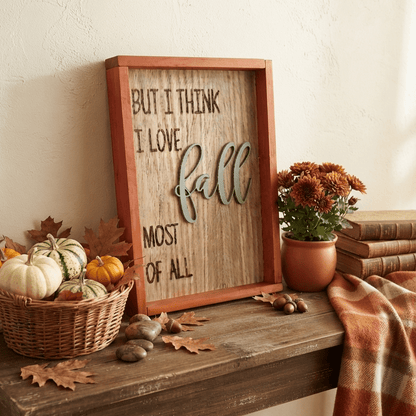 But I Think I Love Fall Most of All Wooden Sign - Rustic Aura