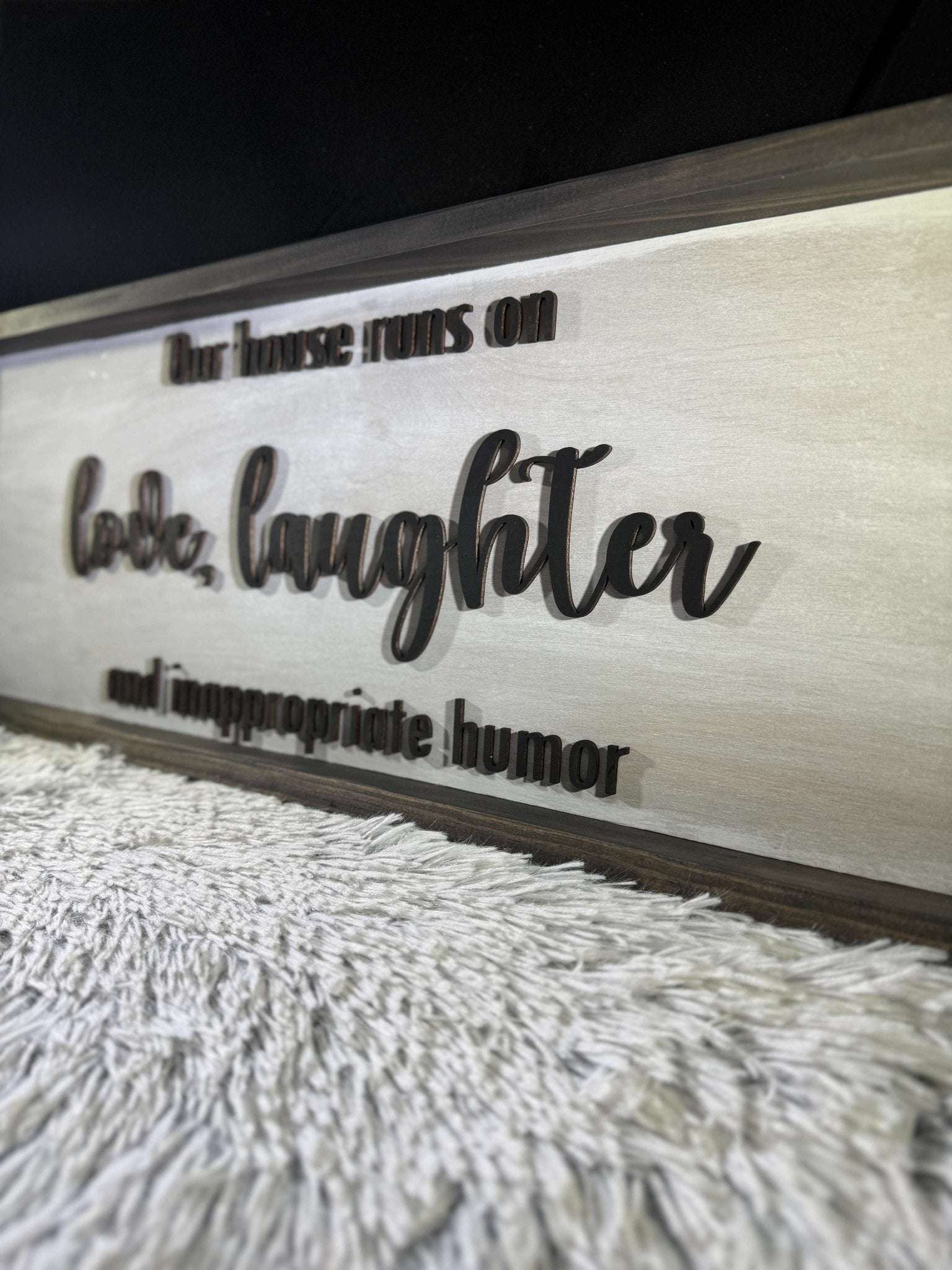 'Our home runs on...' Sign - Rustic Aura