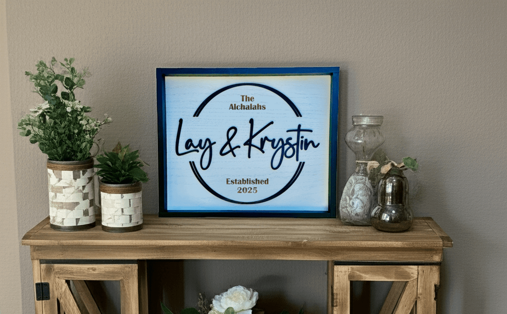 Personalized Name and Est. Date in a Circle Sign - Rustic Aura