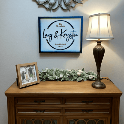 Personalized Name and Est. Date in a Circle Sign - Rustic Aura