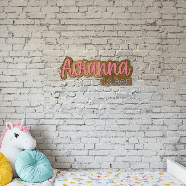 Personalized Layered Wood Name Sign | Custom 3D Wall Art for Nursery & Kids Rooms - Rustic Aura