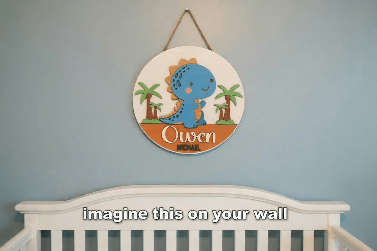Baby Dinosaur Door Hanger - Rustic Aura