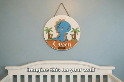 Baby Dinosaur Door Hanger - Rustic Aura