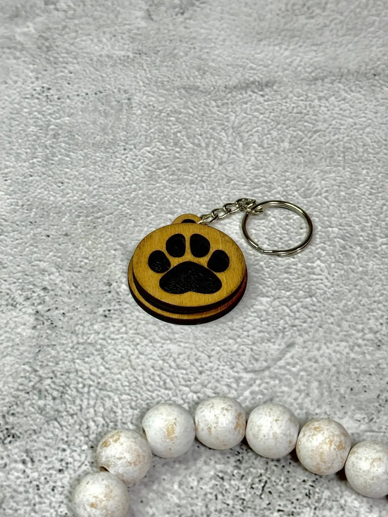Paw Print Keychain - Rustic Aura
