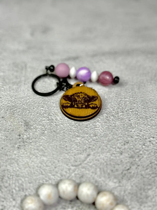 Peeking Cow Keychain - Rustic Aura
