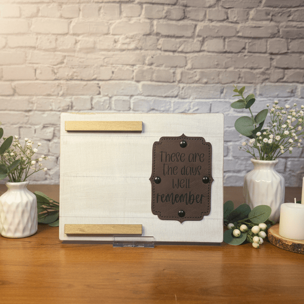 Wood with Leather Accent Photo Frame | These are the days we'll remember - Rustic Aura