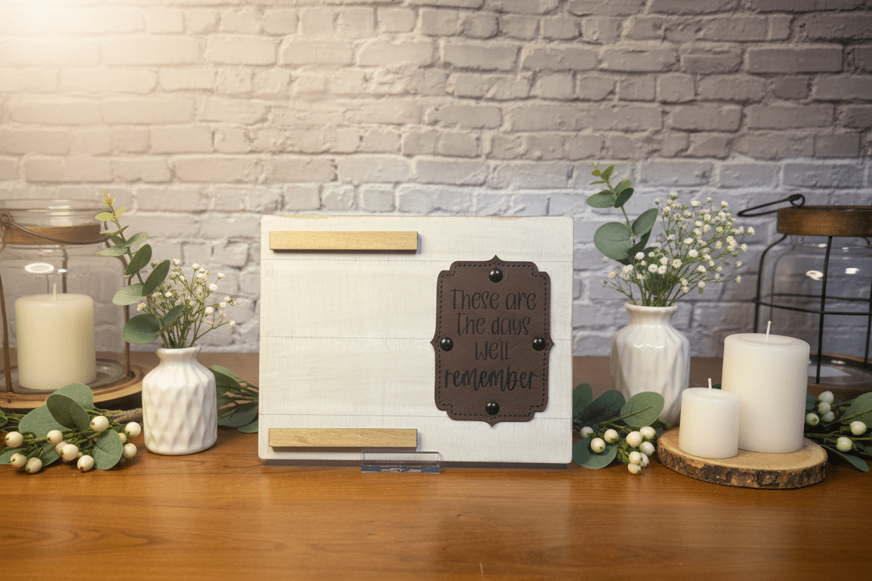 Wood with Leather Accent Photo Frame | These are the days we'll remember - Rustic Aura