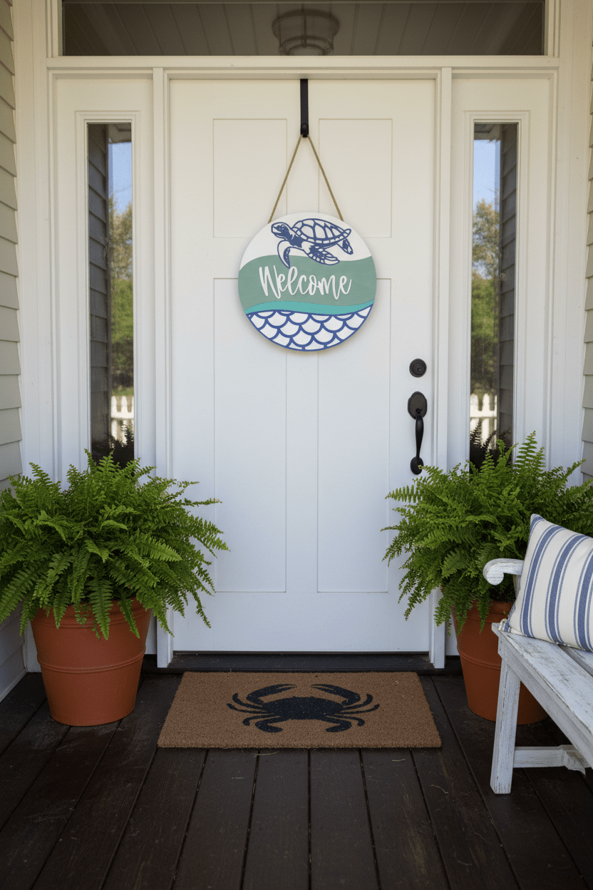 Sea Turtle Welcome Door Hanger - Rustic Aura
