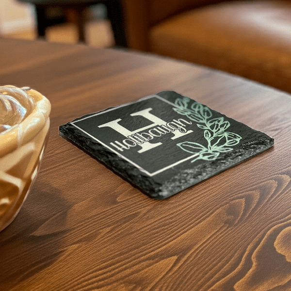 Slate Coasters - Last Name - Rustic Aura