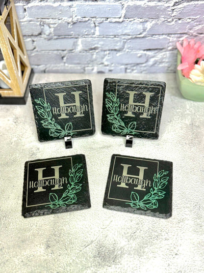 Slate Coasters - Last Name - Rustic Aura
