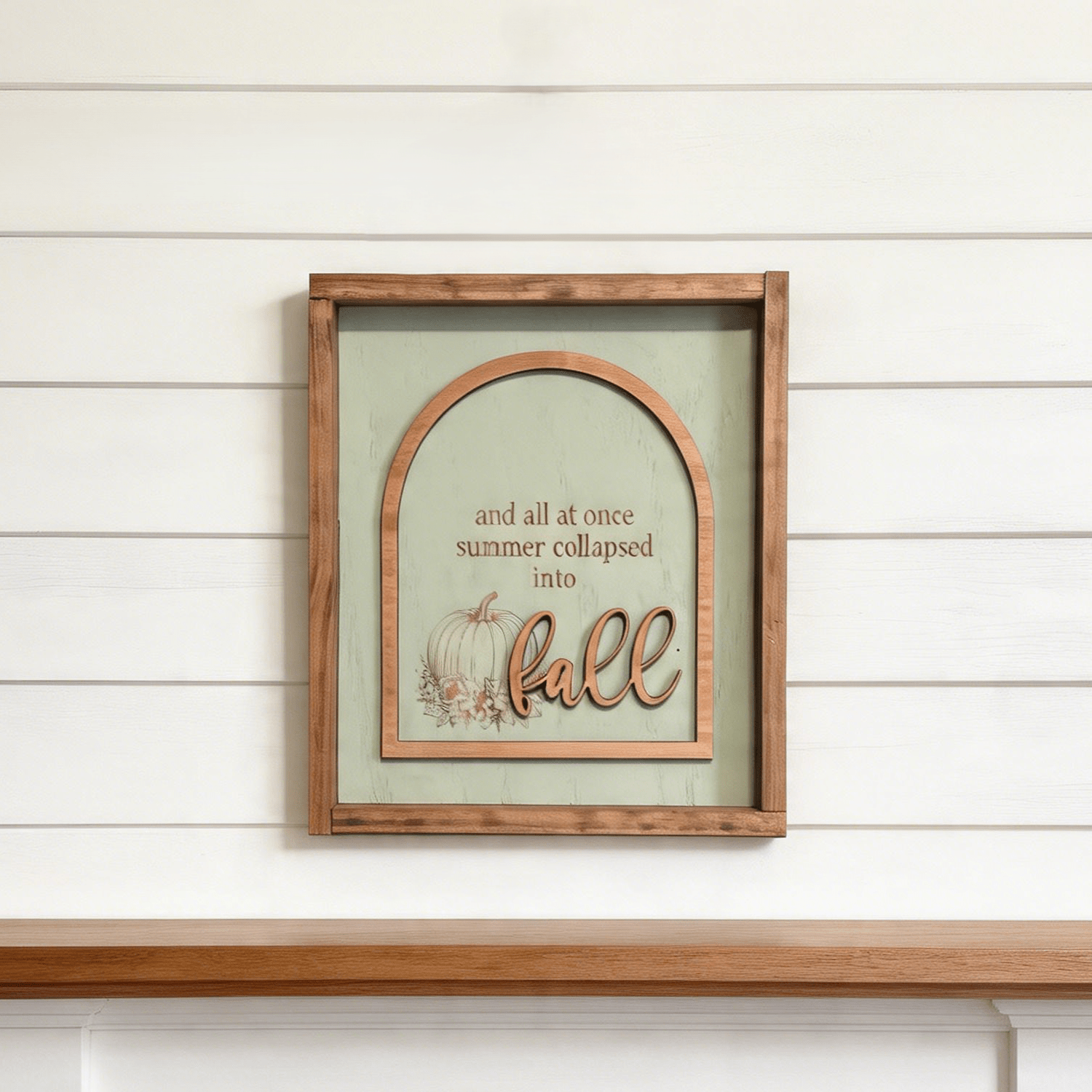 And All At Once Summer Collapsed Into Fall Framed Wood Sign - Rustic Aura