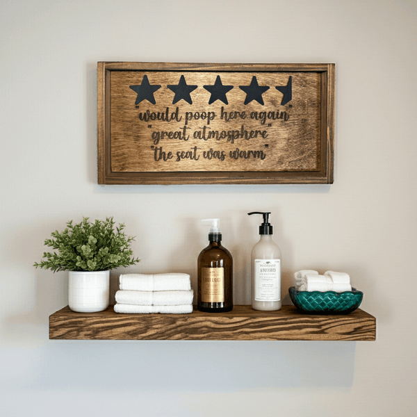 Would Poop Here Again Bathroom Sign - Rustic Aura