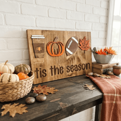 Tis the Season Fall Dimensional Wood Sign - Rustic Aura