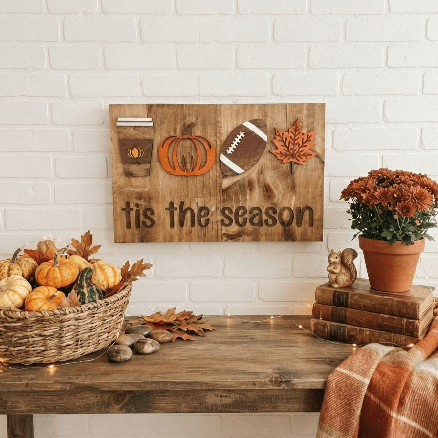 Tis the Season Fall Dimensional Wood Sign - Rustic Aura