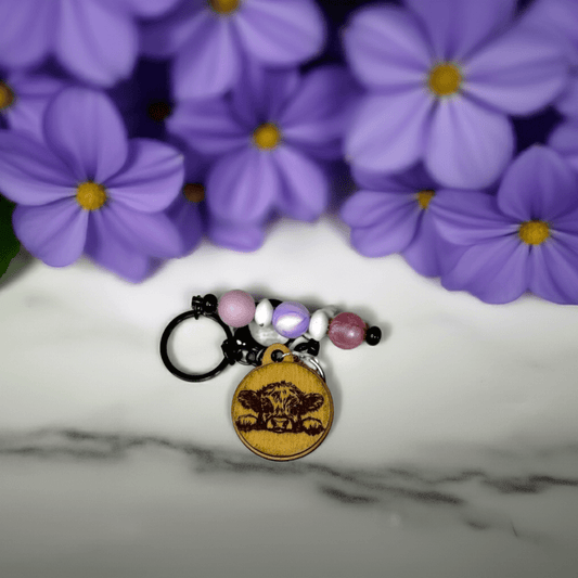 Peeking Cow Keychain - Rustic Aura