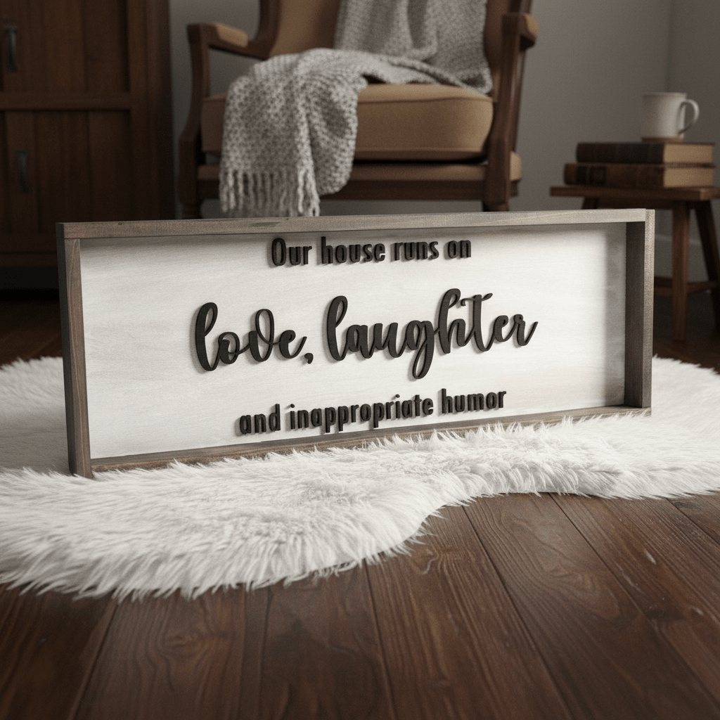 "Inappropriate Humor" Funny 3D Wood Sign | Large Framed Rustic Wall Art - Rustic Aura