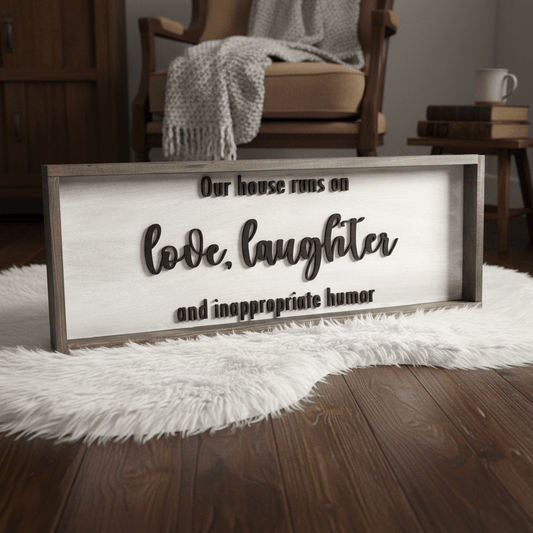 "Inappropriate Humor" Funny 3D Wood Sign | Large Framed Rustic Wall Art - Rustic Aura